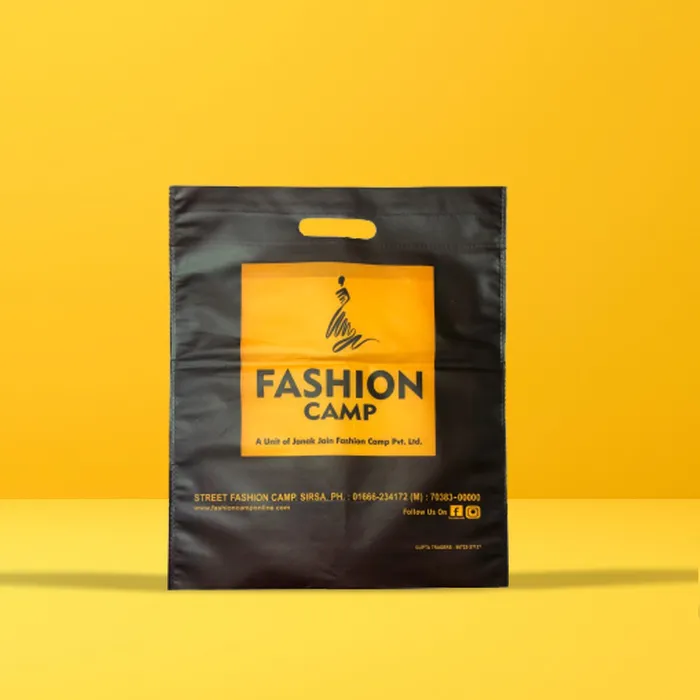 Printed D-cut non-woven bag for Fashion Camp